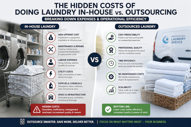 The Hidden Costs of Doing Laundry In-House vs. Outsourcing The Hidden Costs of Doing Laundry In-House vs. Outsourcing